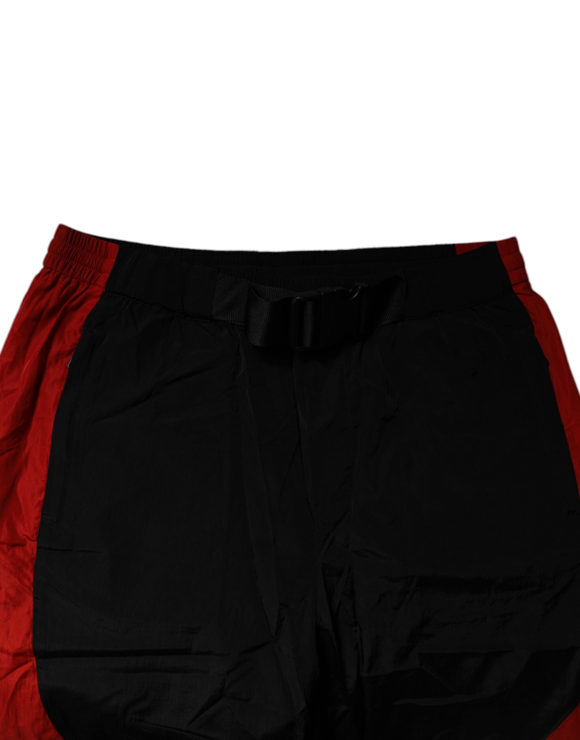 Black Red Leopard Print Nylon Jogger Pants