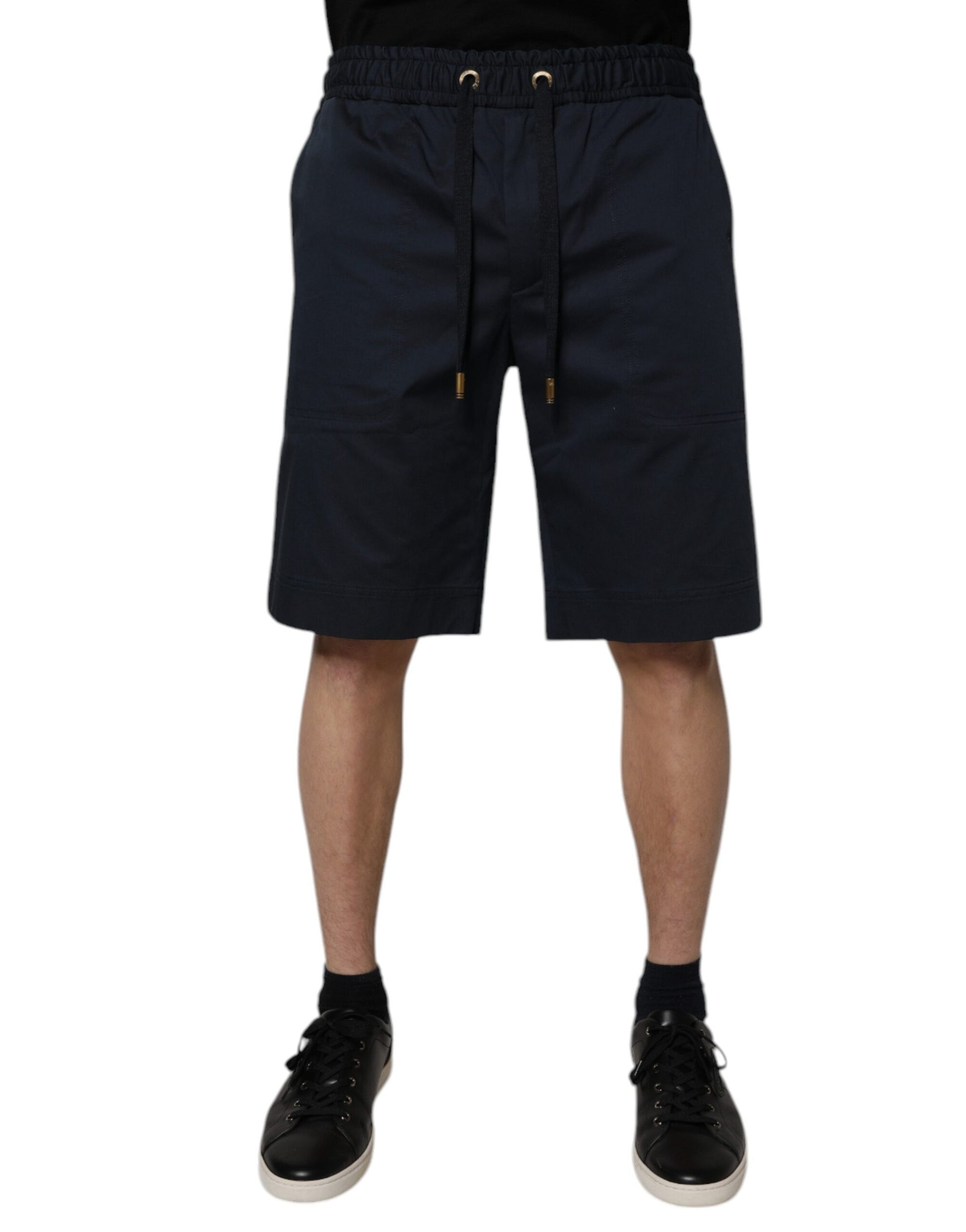 Navy Blue Cotton Stretch Men Bermuda Shorts