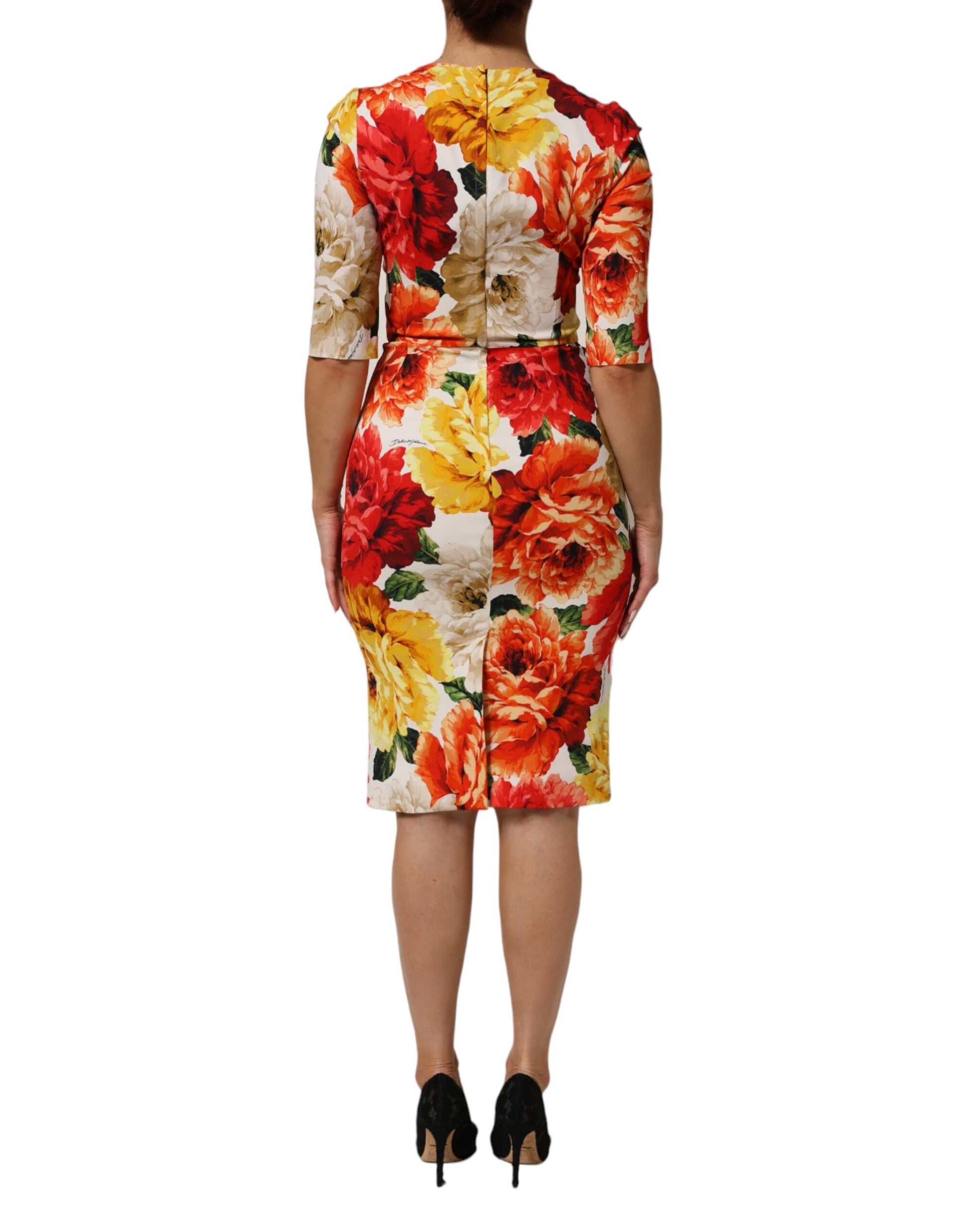 Multicolor Floral Print Viscose Sheath Dress