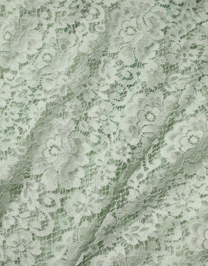 Mint Green Floral Lace Trim Midi Dress