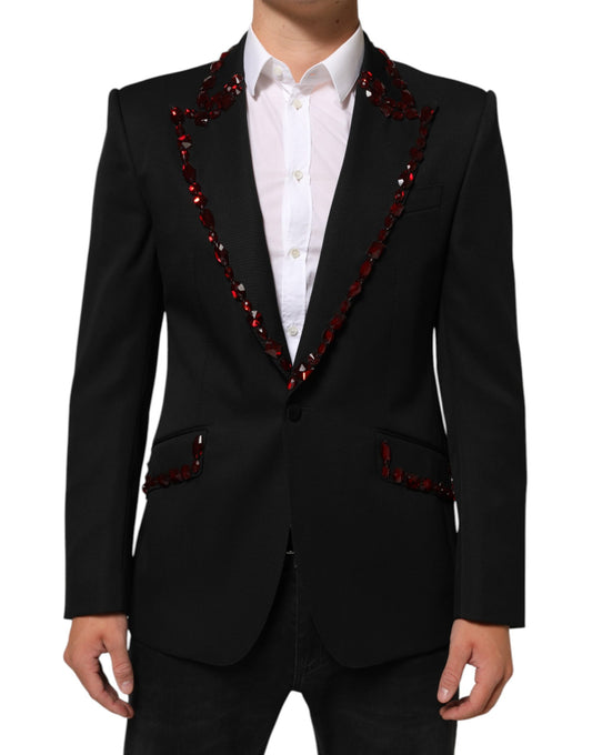 Black SICILIA Crystal Embellished Men Blazer