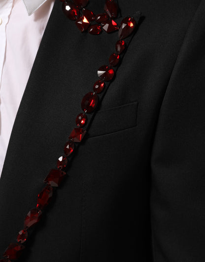 Black SICILIA Crystal Embellished Men Blazer