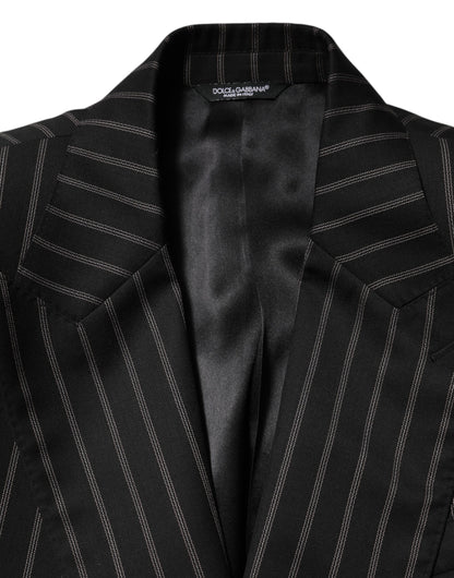 Black Stripes SICILIA 1 Button Suit Blazer
