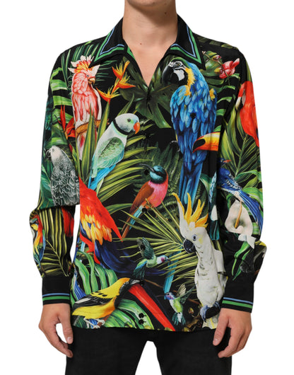 Multicolor Parrot Print Lounge Casual Shirt