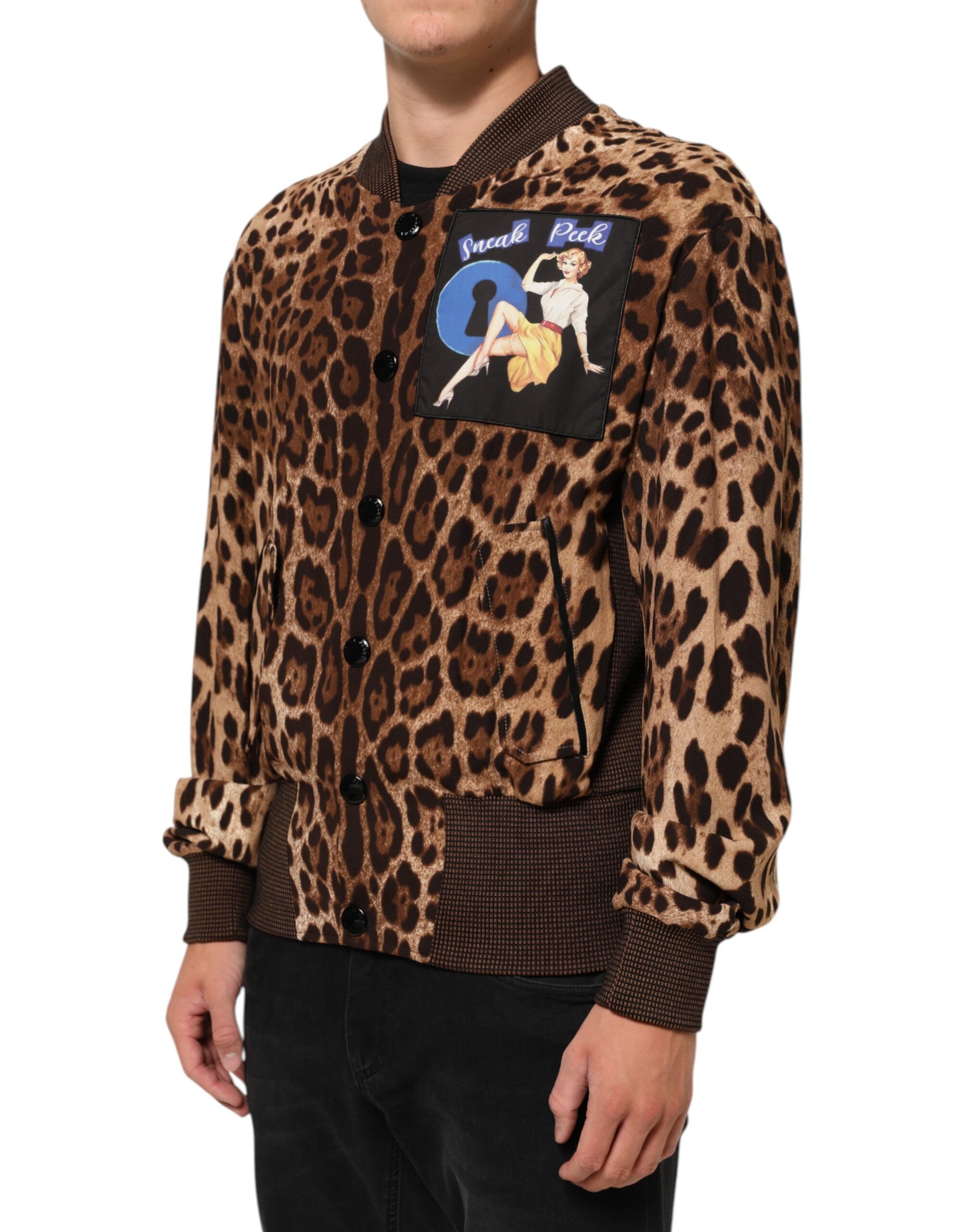 Brown Leopard Print "Sneak Peek" Patch Jacket