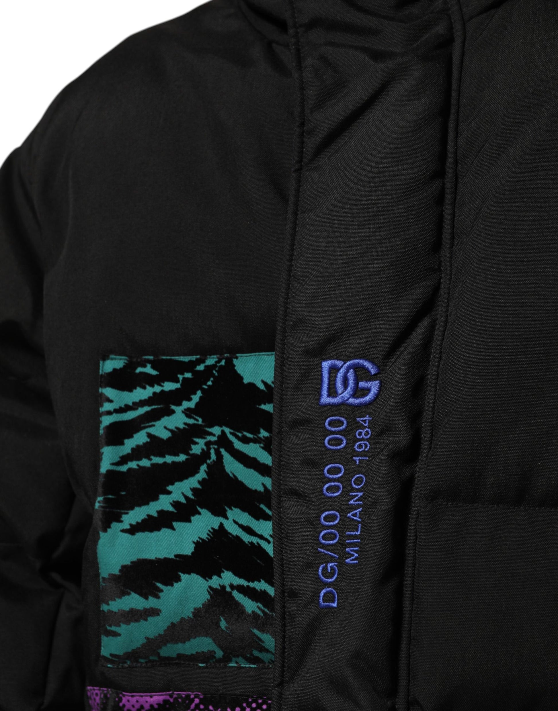 Black Nylon Puffer Men Full Zip Jacket