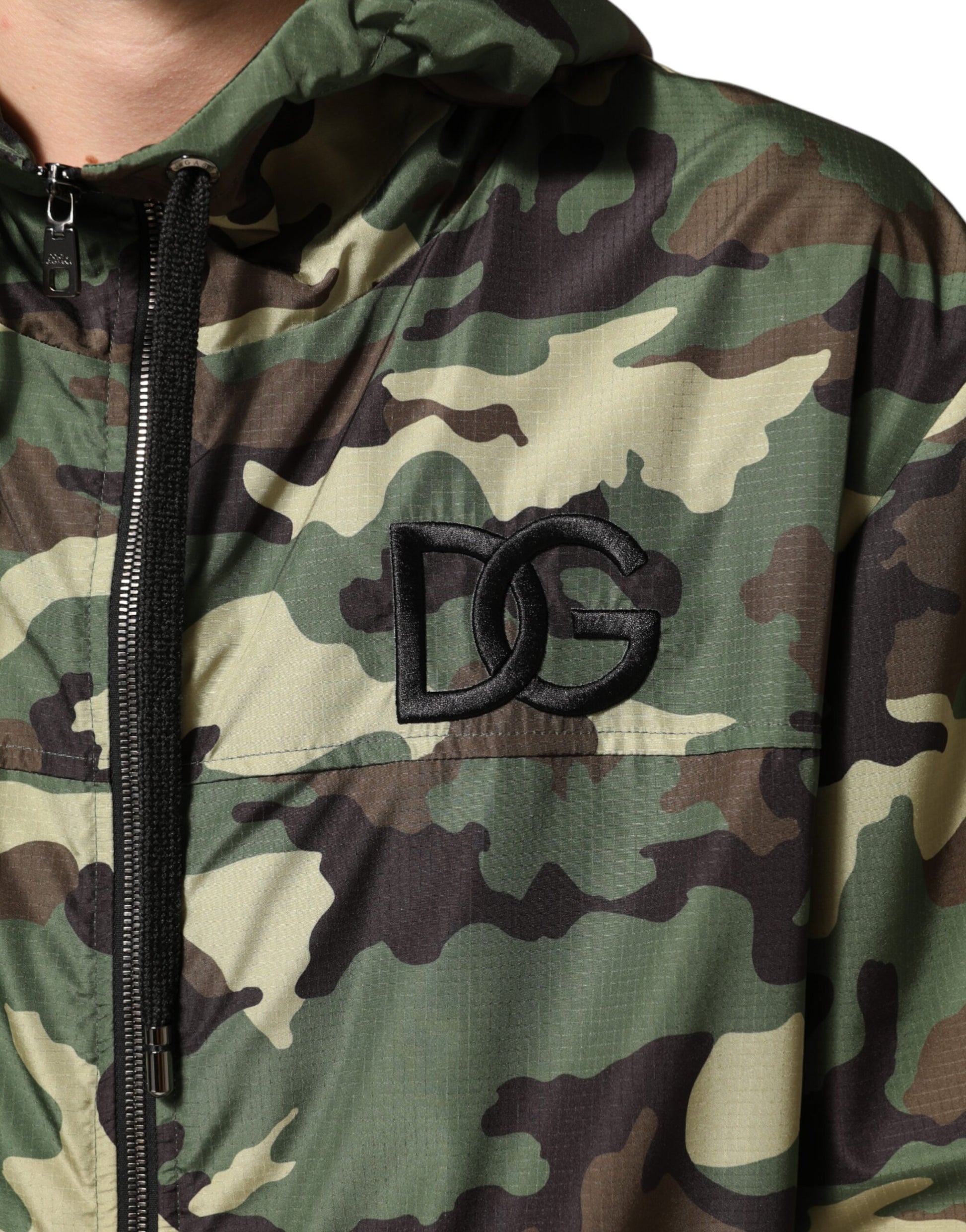 Green Camouflage Hooded Sweatshirt Jacket