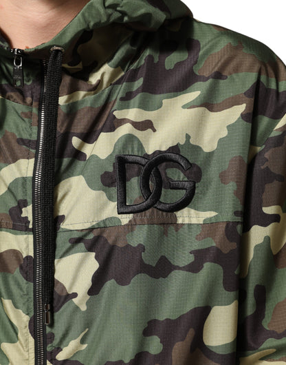 Green Camouflage Hooded Sweatshirt Jacket