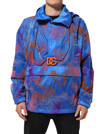Blue Tie Dye Logo Hooded Sweatshirt Jacket