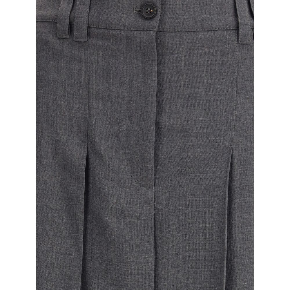 Gray Polyester Long Skirt