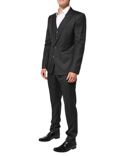 Black MARTINI 2 Buttons Suit 3 Piece Suit