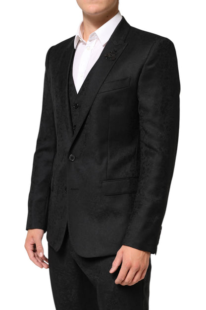 Black MARTINI 2 Buttons Suit 3 Piece Suit