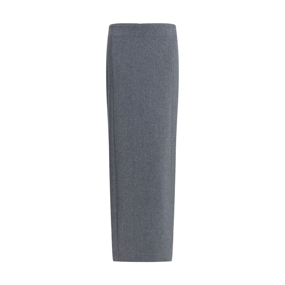 Gray Fleece Wool Long Skirt