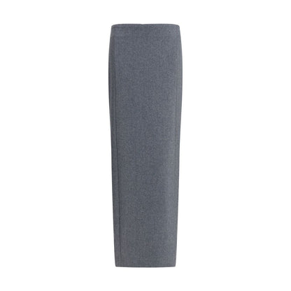 Gray Fleece Wool Long Skirt