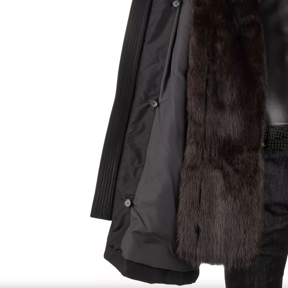 Black Silk Men Parka