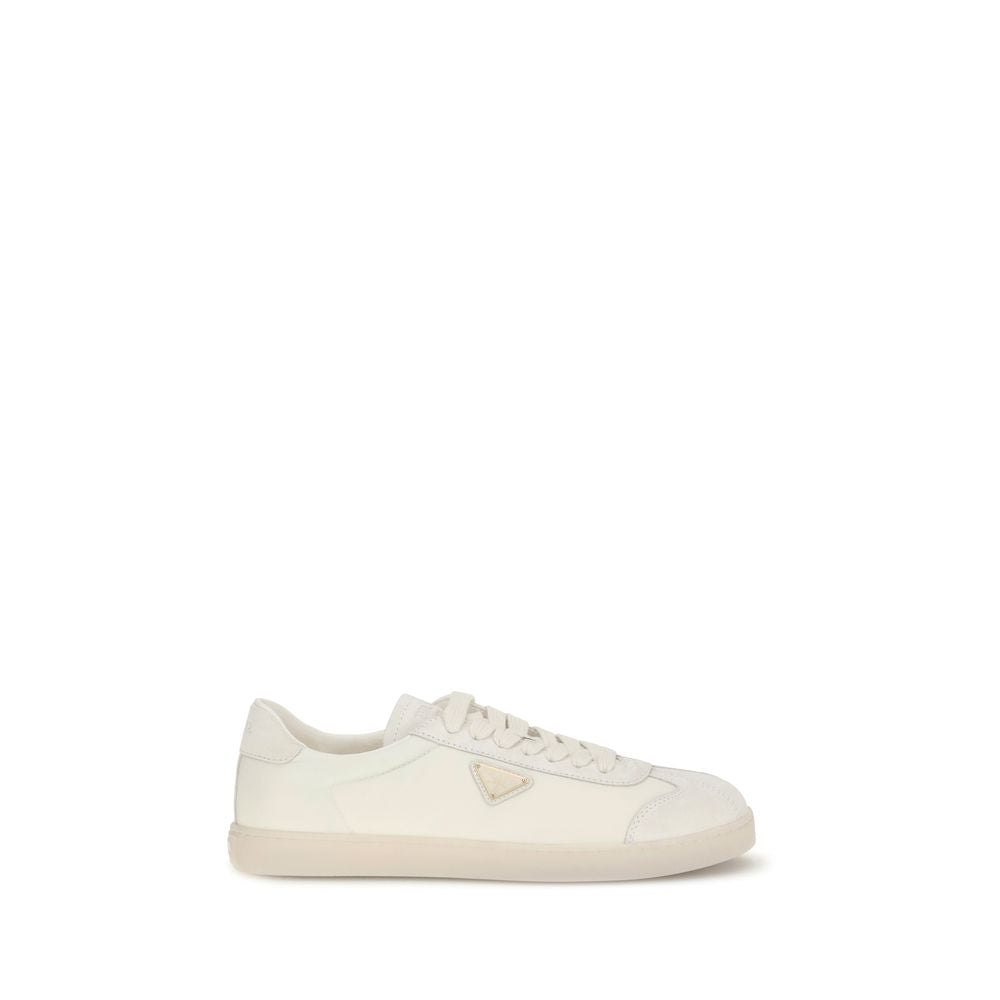 Cream Polyamide Low Top Sneakers
