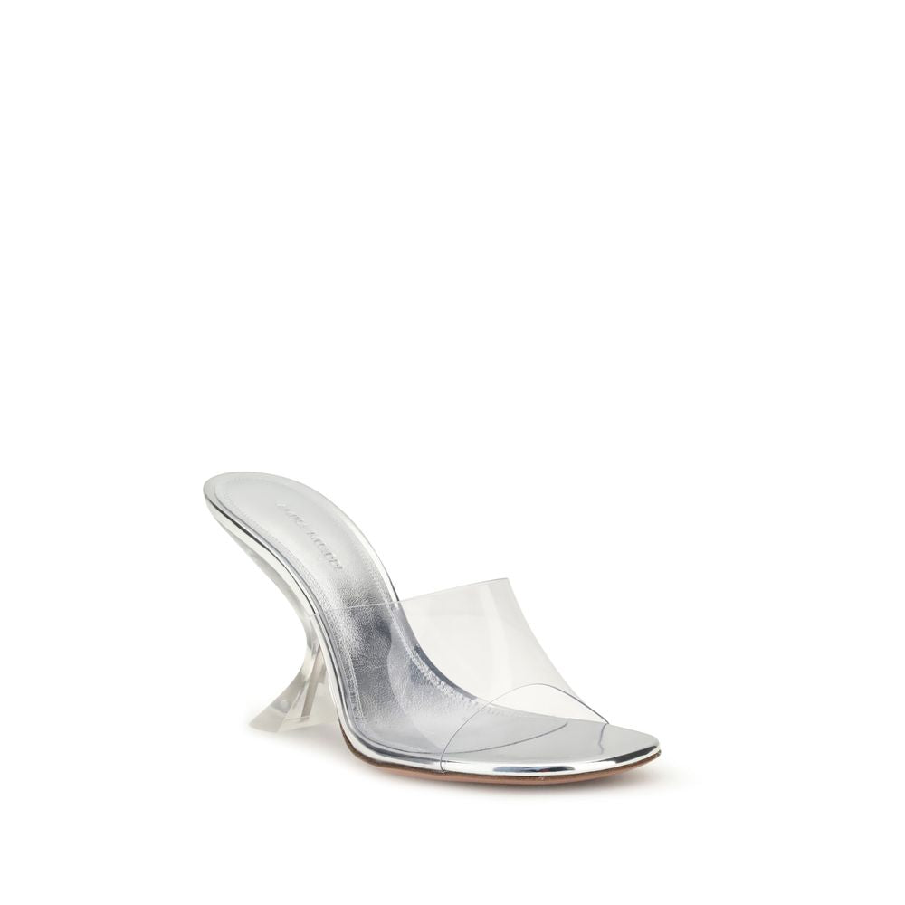 Silver Calf Leather Bos Taurus Stiletto Heel Sandals