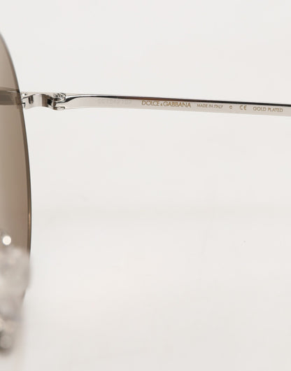 DG2215K Silver Metal Round Shades Eyewear Sunglasses