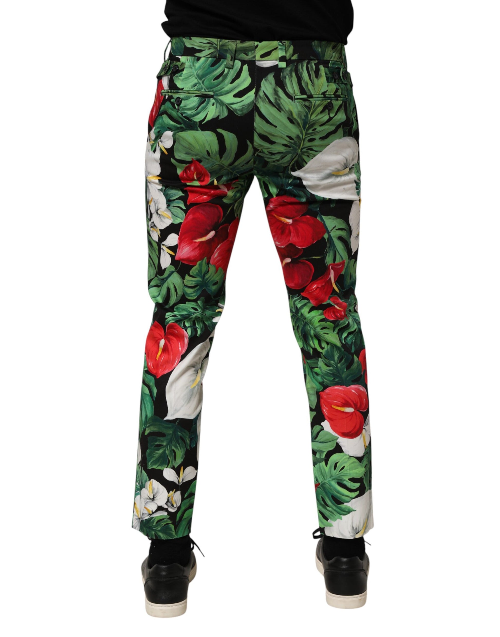 Multicolor Floral Print Cotton Tapered Pants
