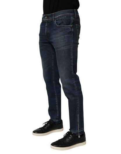 Blue Cotton Stretch Skinny Men Denim Jeans