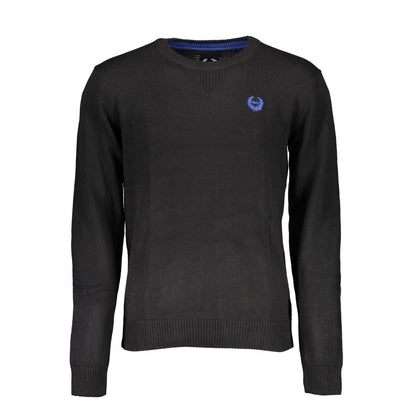 Black Cotton Men Sweater