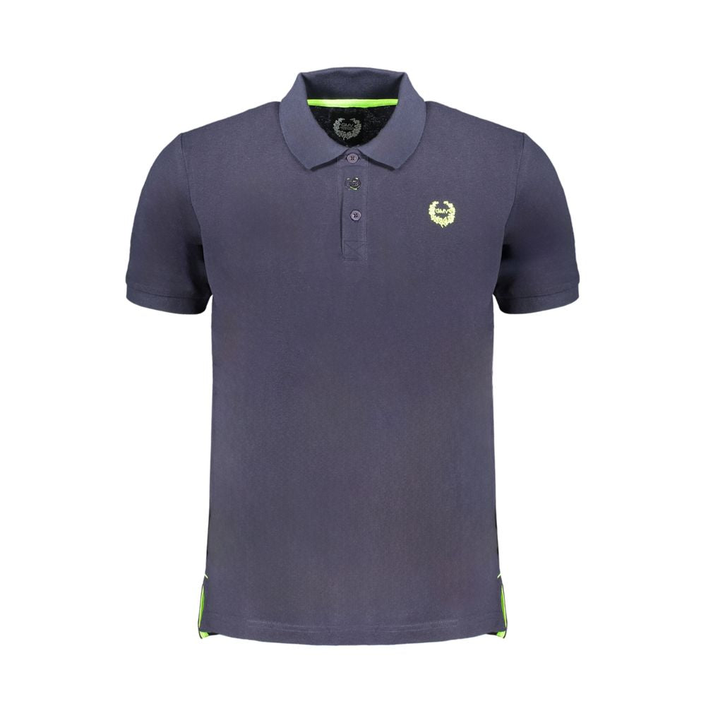 Blue Cotton Men Polo