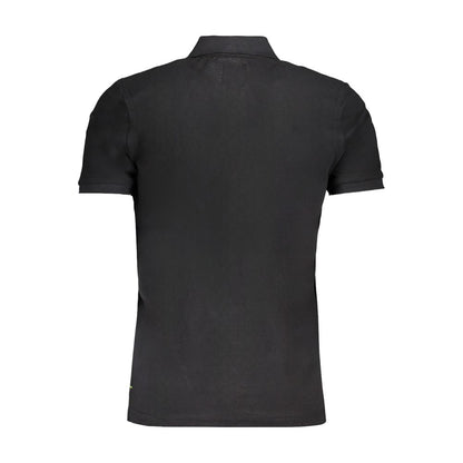 Black Cotton Men Polo Shirt