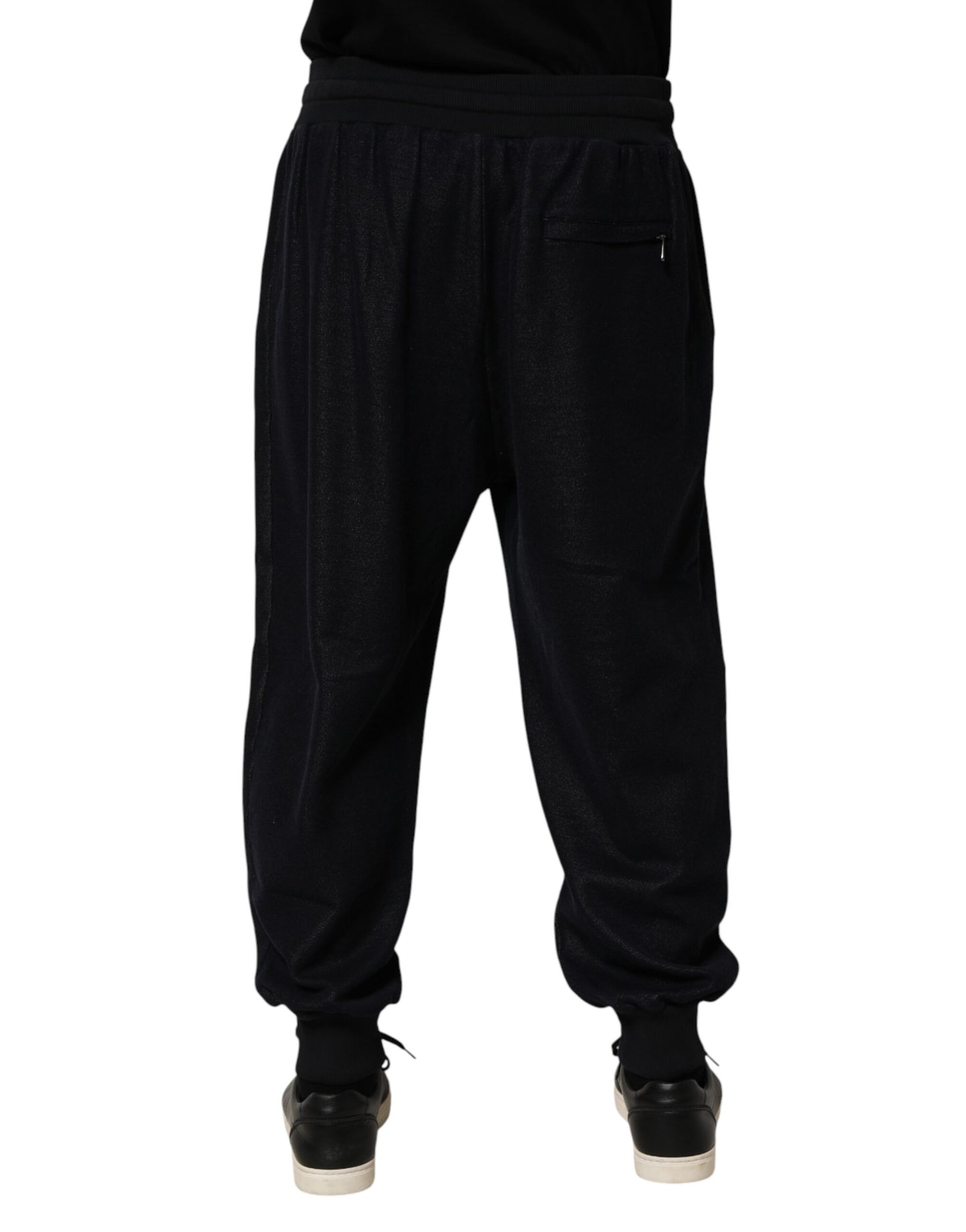 Black Cotton Blend Drawstring Jogger Jogger Pants
