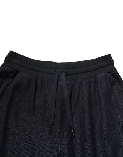 Black Cotton Blend Drawstring Jogger Jogger Pants