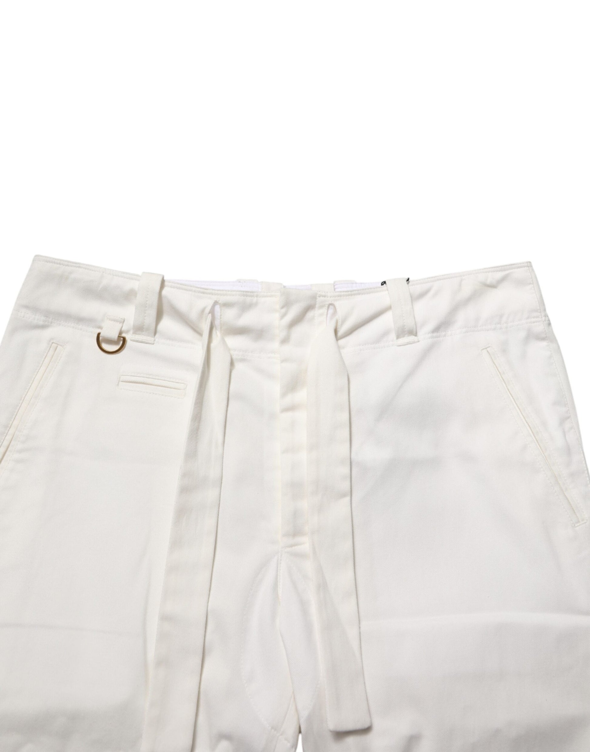 White Cotton Stretch Cropped Trouser Pants
