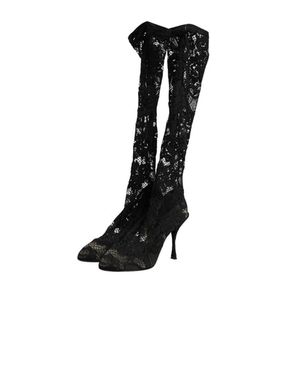 Black Pumps Taormina Lace Socks Boots Shoes