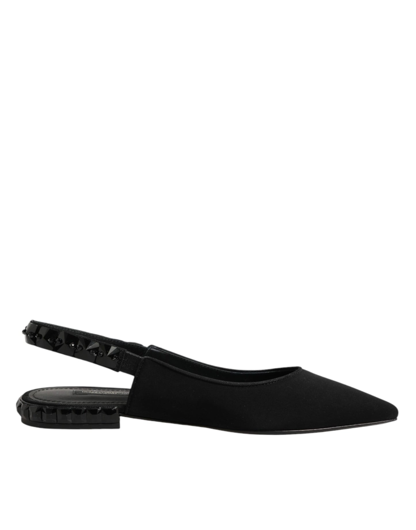 Black Crystal Charmeuse Slingback Shoes