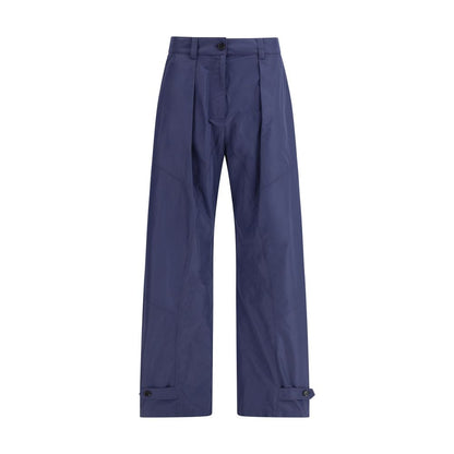 Blue Polyester Casual Pants