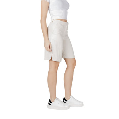 Beige Viscose Bermuda Shorts