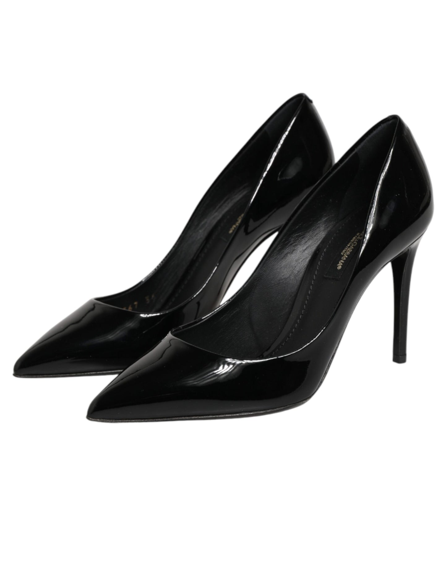 Black Leather Stiletto Heels Pumps Shoes