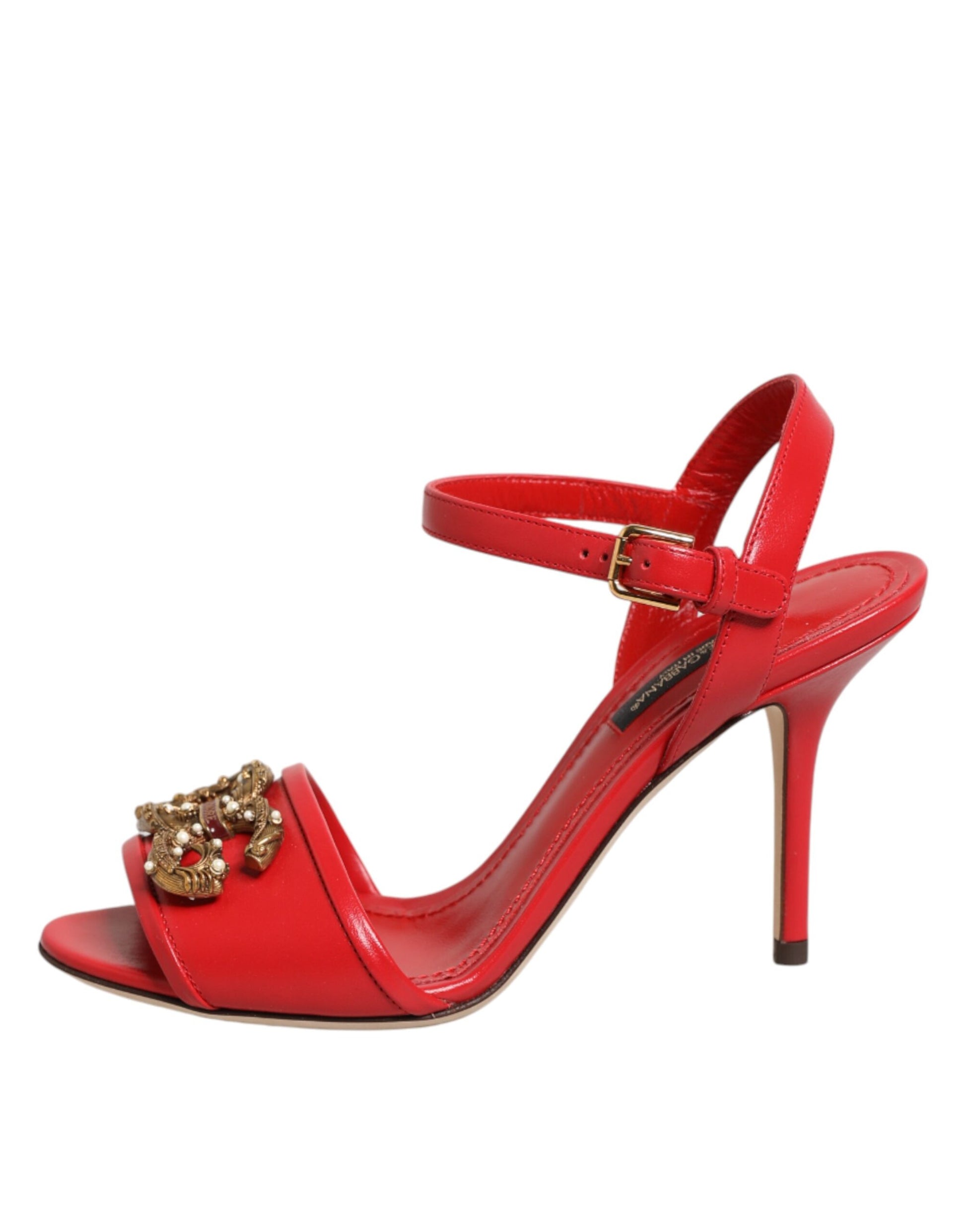 Red Leather DG AMORE Heels Sandals Shoes