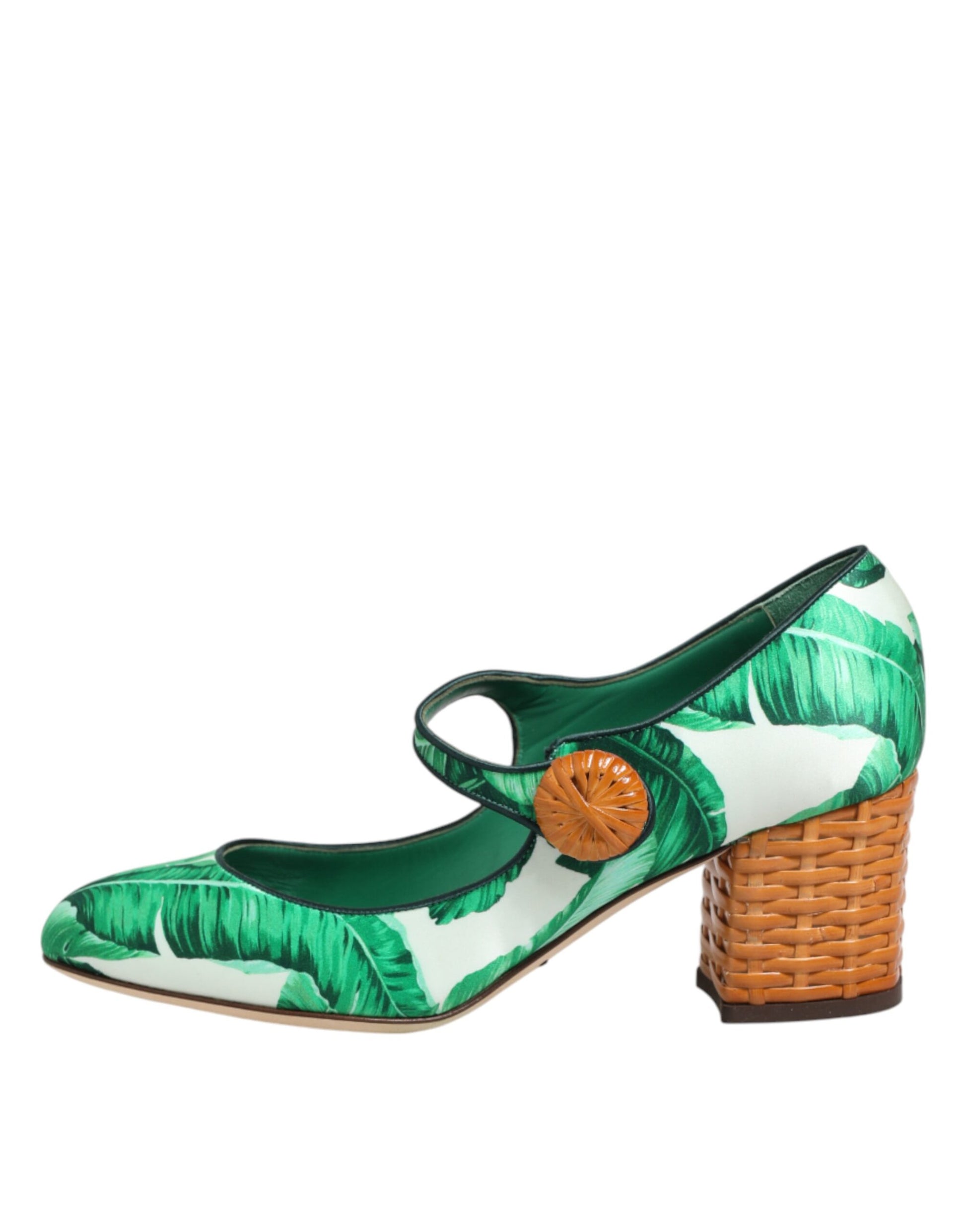 Green Silk MARY JANES Leaf Sandals Shoes