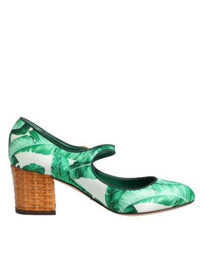 Green Silk MARY JANES Leaf Sandals Shoes