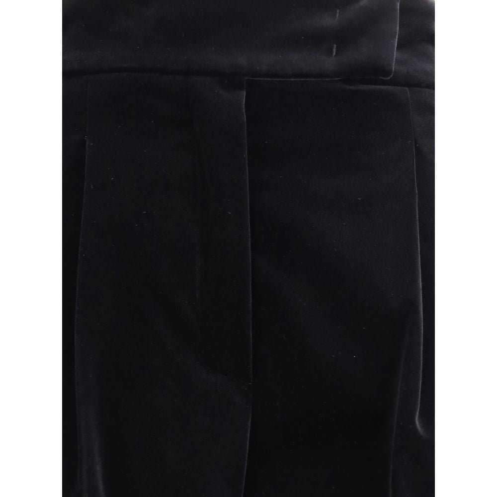 Black Cotton Casual Pants
