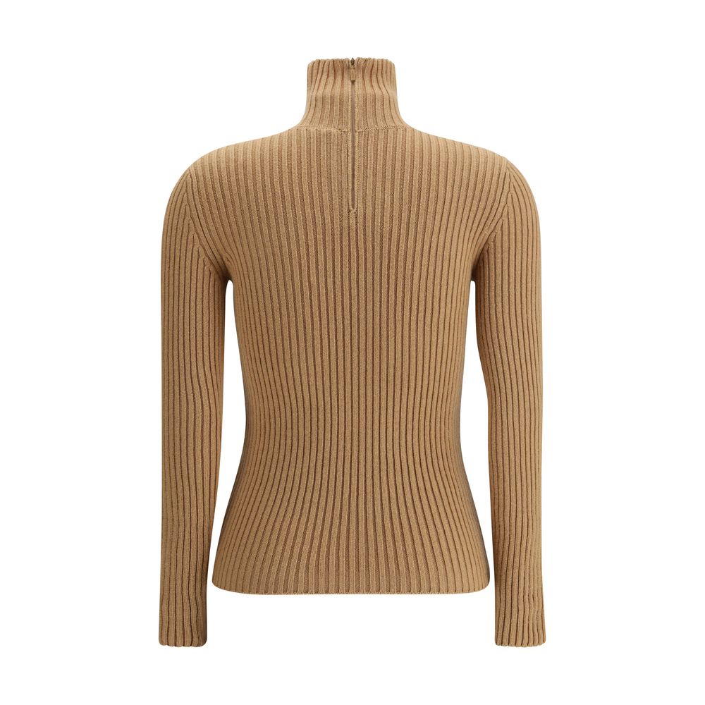Beige Wool Long Sleeve T-Shirt