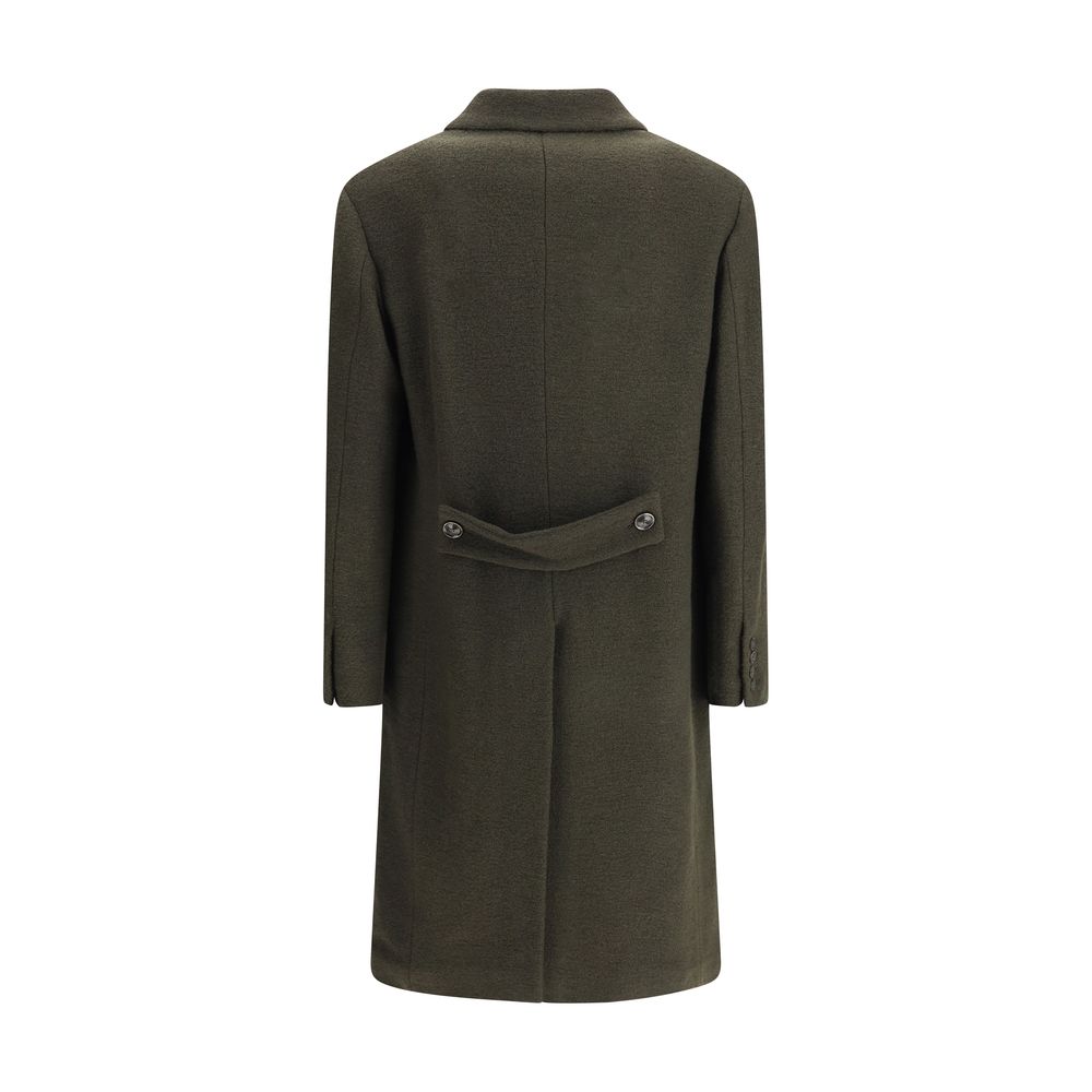 Green Fleece Wool Coat