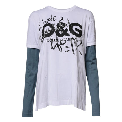 White Graphic Print Cotton Crew Neck T-shirt