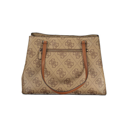 Beige Polyurethane Women Handbag