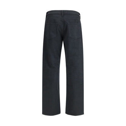 Black Cotton Straight-Leg Jeans