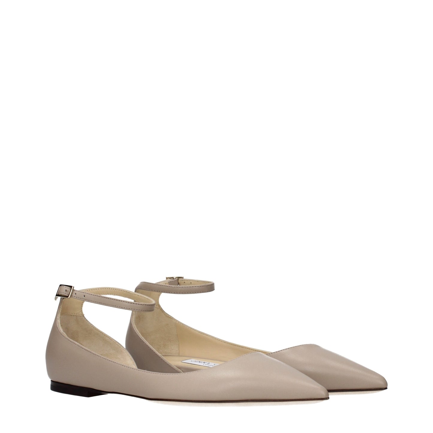 Gray Leather Ballet Flats