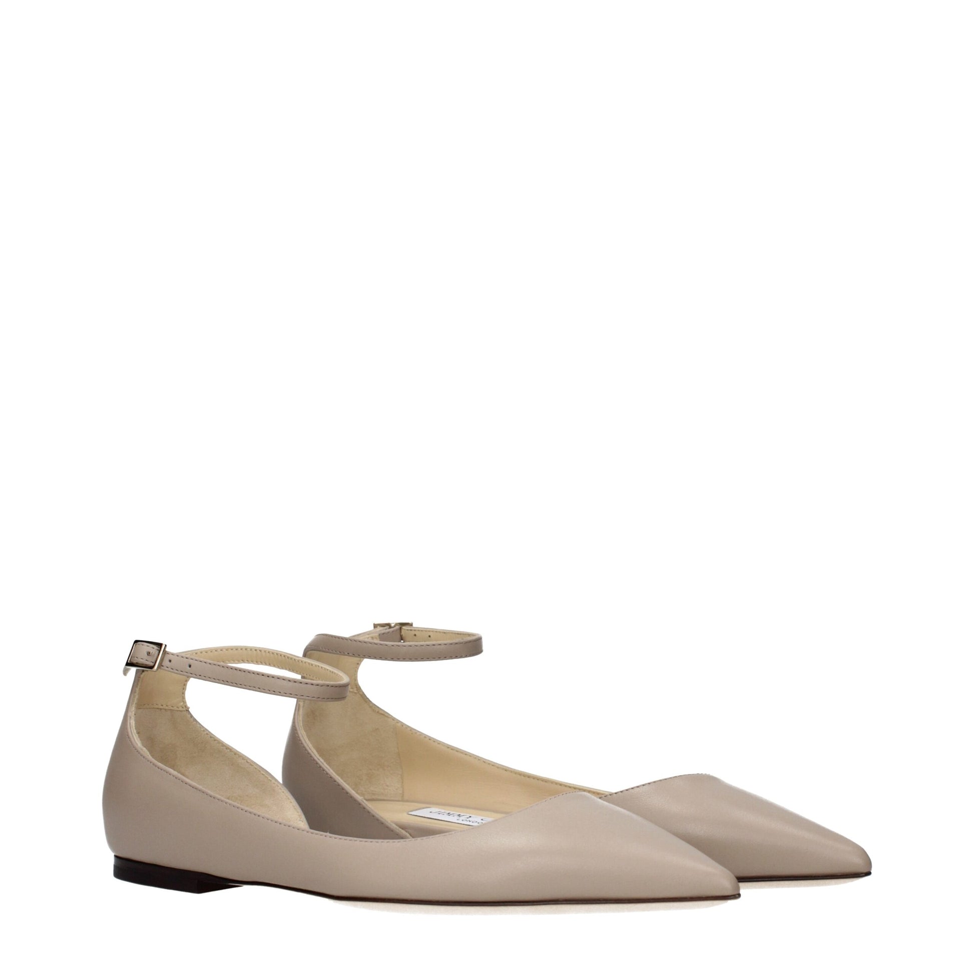 Gray Leather Ballet Flats