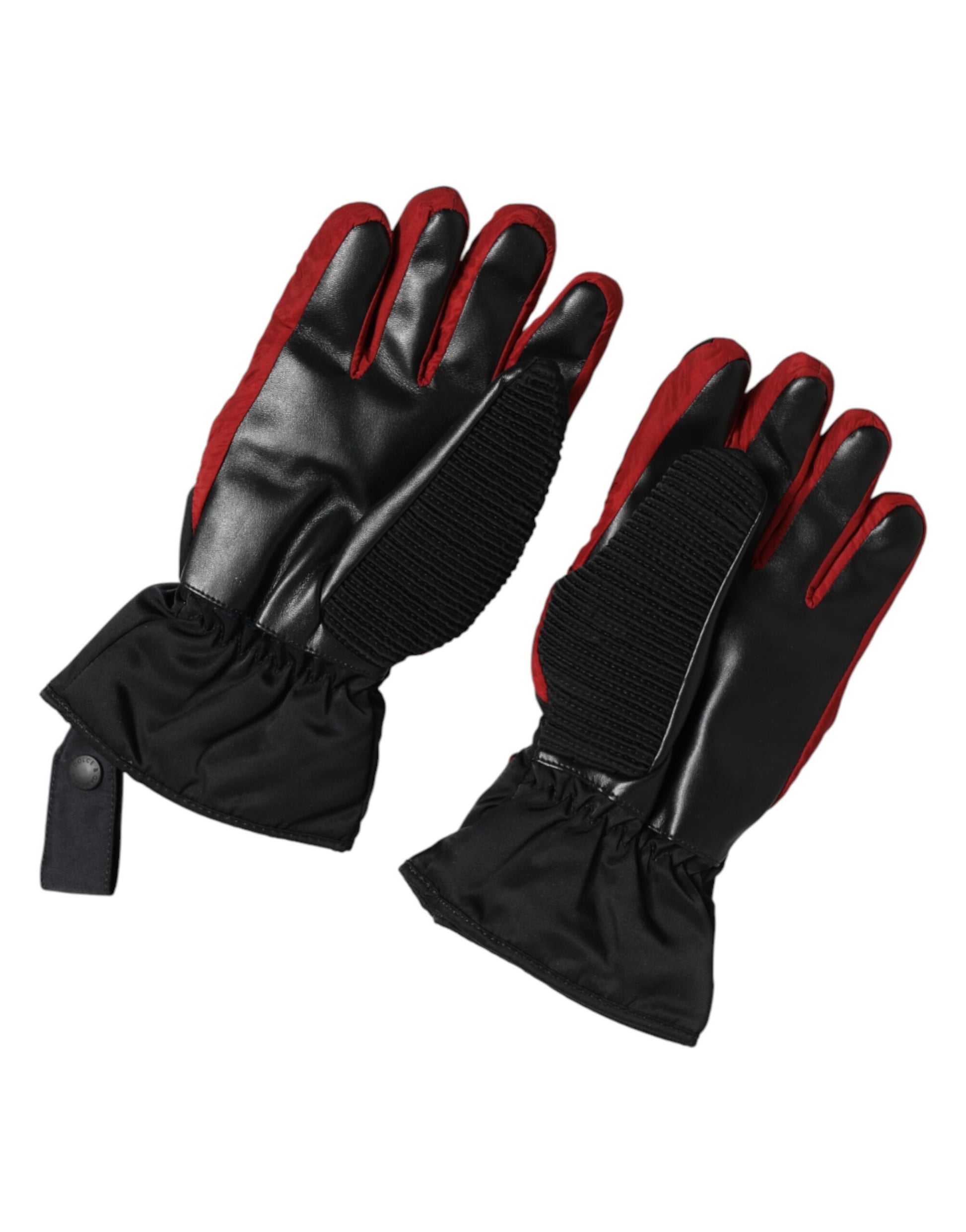Black Red Nylon Wrist Length Mitten Gloves