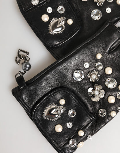 Blue Logo Fingerless Wrist Length Mitten Gloves