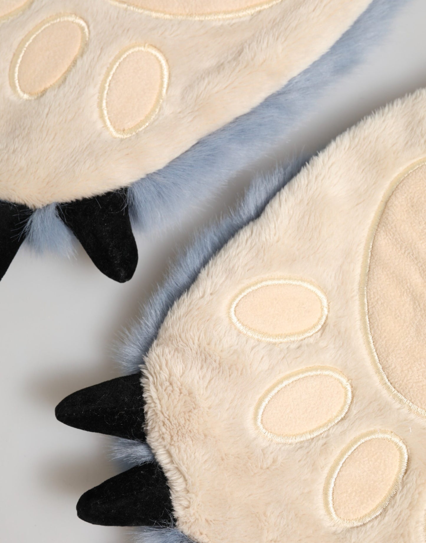 Blue Acrylic Knitted Fur Wrist Mitten Gloves