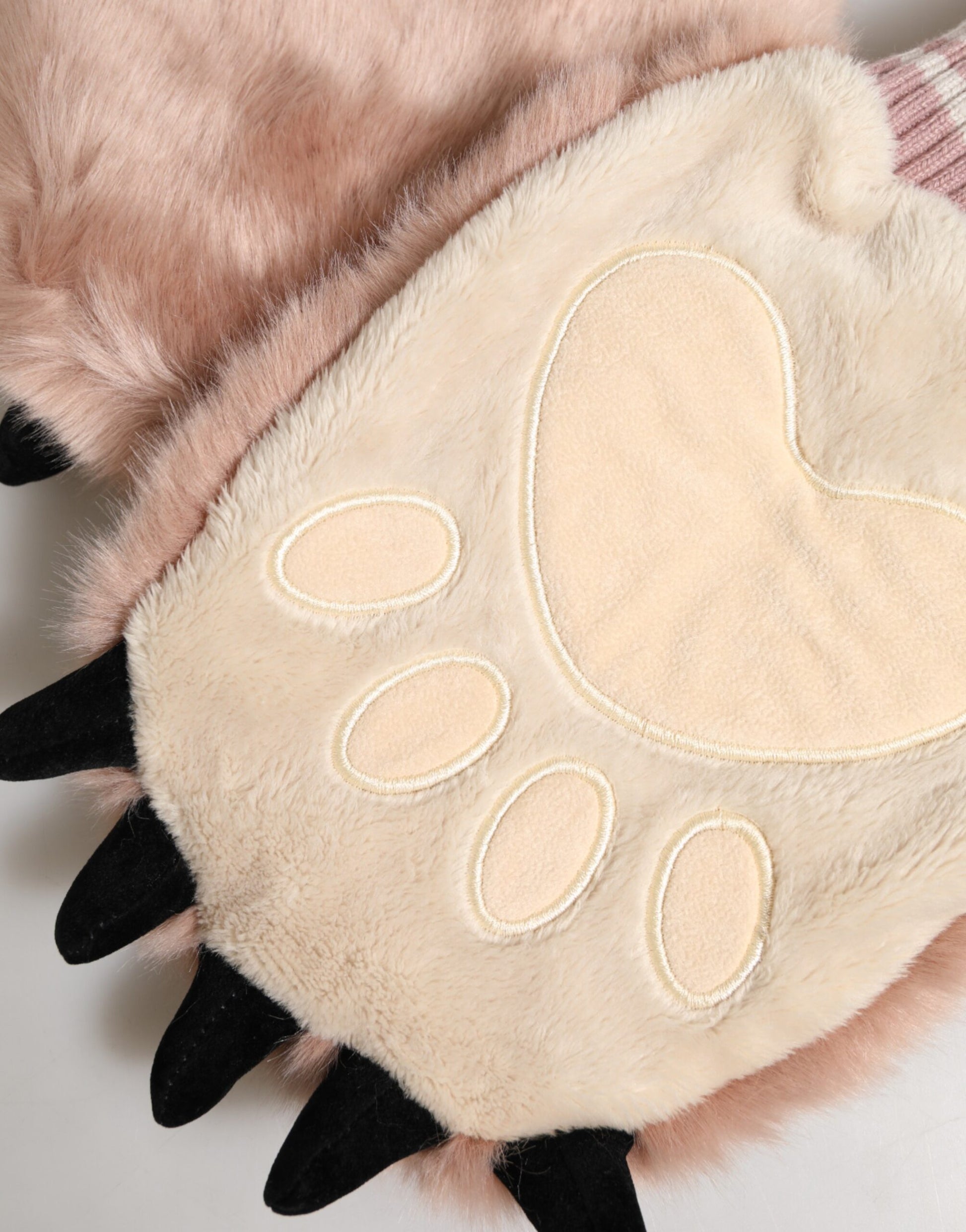 Brown Acrylic Knitted Fur Wrist Mitten Gloves